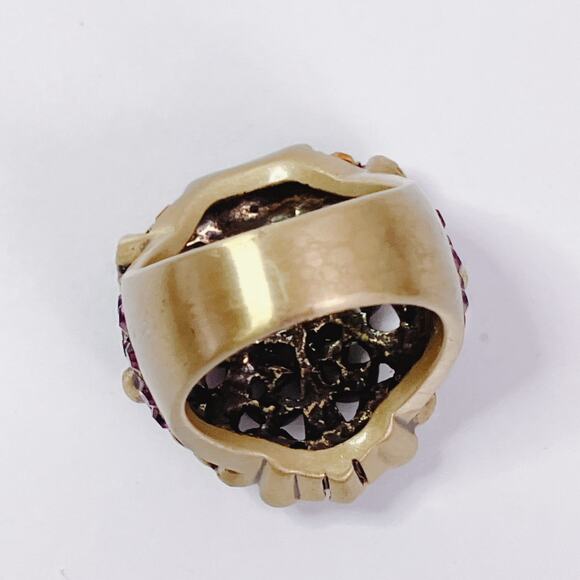 Signed Heidi Daus Multicolor Swarovski Crystal Art Deco Revival Ring Size 6.75 - Picture 10 of 11